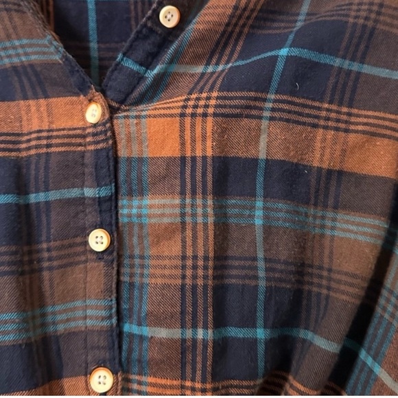 Anthropologie Isabella Sinclair Plaid Twisted Button Down Blue Orange S Womens - Picture 4 of 5